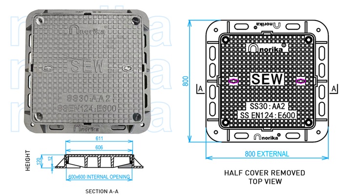Penutup Lubang Besi Mulur Tugas Berat (Gred AA2)